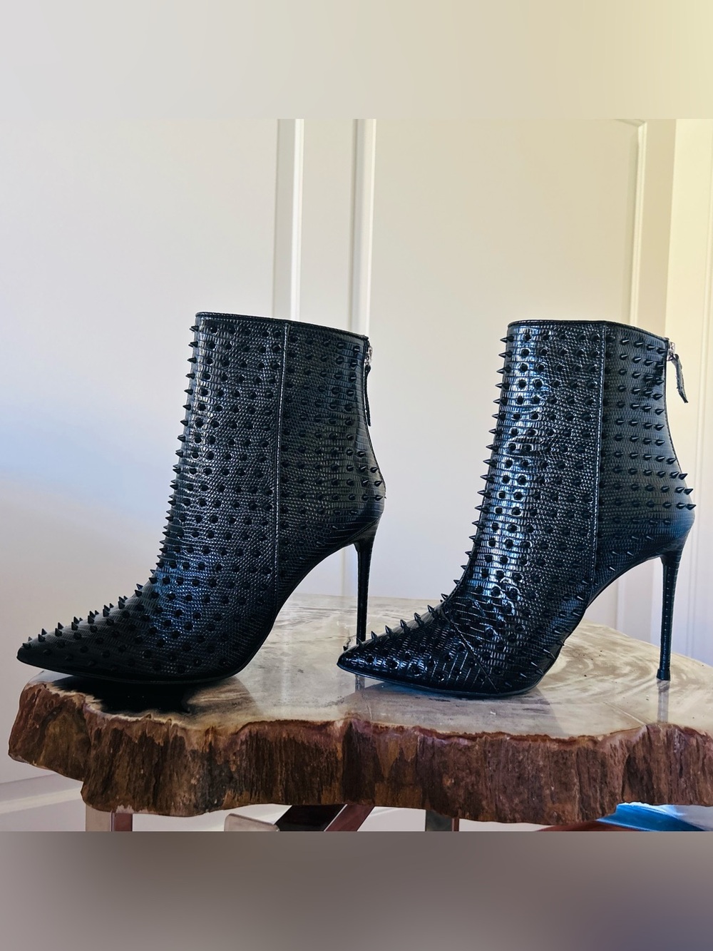 New no box Steve Madden Black Spike-Embellished Stiletto Ankle Boot - Picture 4 of 6